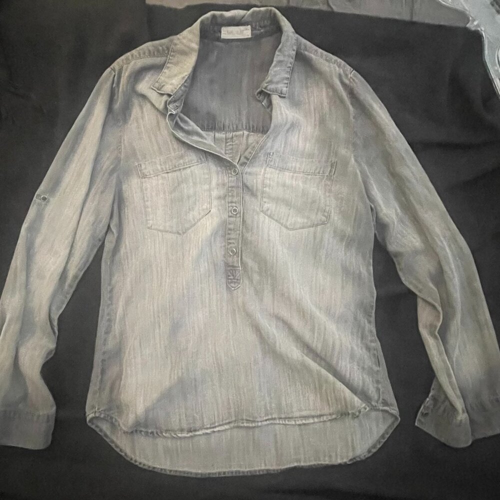 High-low chambray peasant blouse - Women's L - Bella Dahl